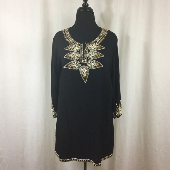 ๐ Heavily Beaded Resort Wear Tunic - Picture 1 of 5